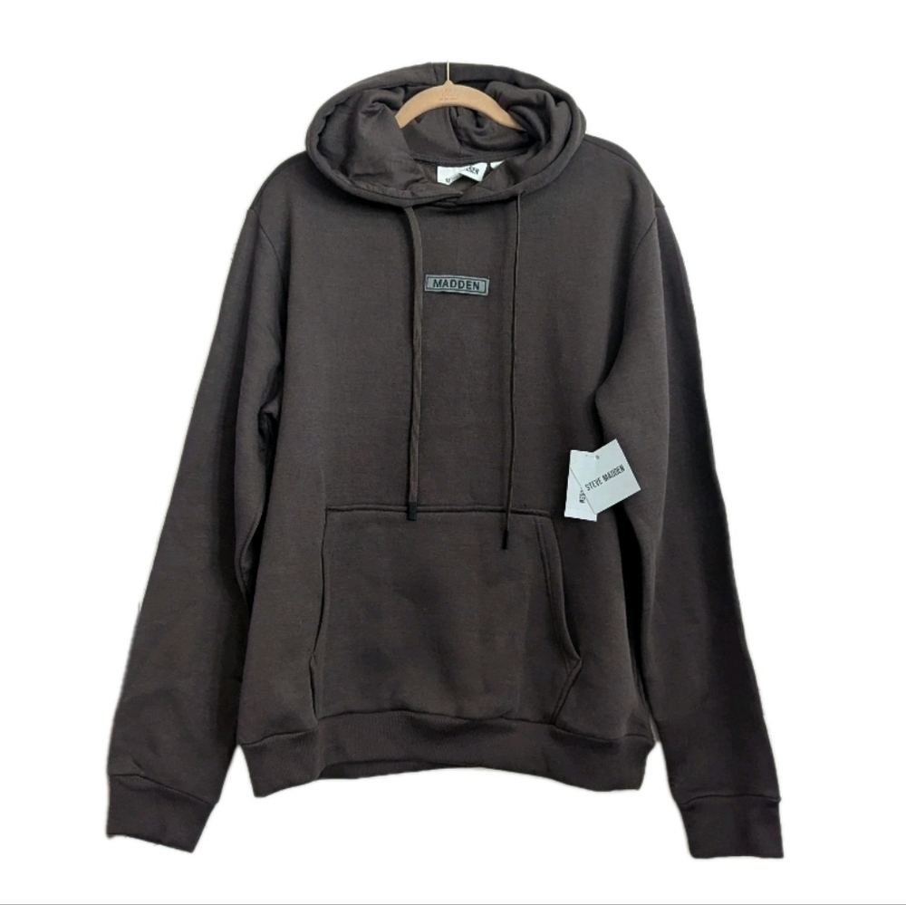 Steve Madden Chocolate Brown Hoodie Graphic Pullover Sweatshirt Men's Sz XL NWT